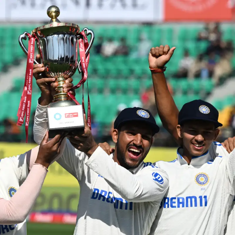 Yashasvi Jaiswal’s team celebrating their collective success on the field. Source: ESPNcricinfo