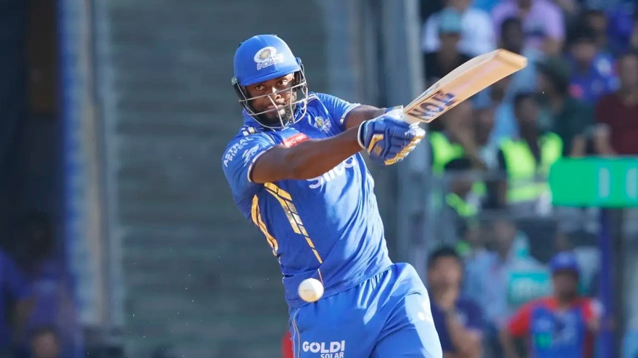 In the 20th over, Romario Shepherd hit Anrich Nortje for four consecutive sixes followed by a four and another six